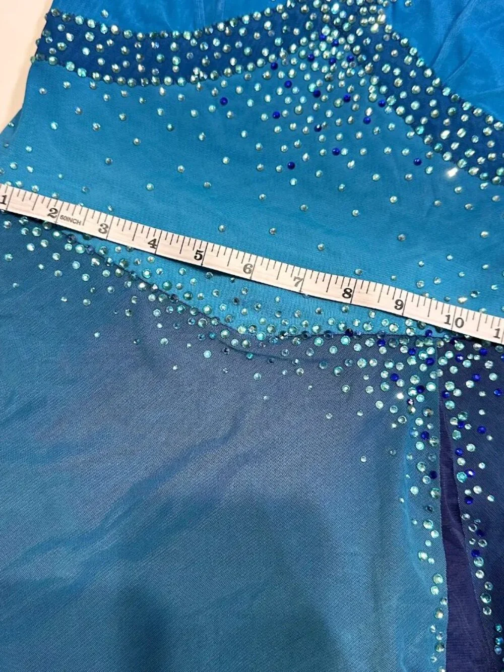 New Navy Blue Crystal Figure Skating Dress Girls 14